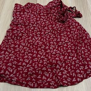 Floral Wrap Red Skirt
